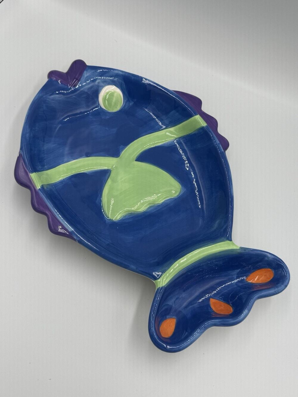Whimsical Colorful Fish 2 Section Serving Platter Beach